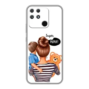 Чехол с печатью для Realme NARZO 30A - (Мама с ребенком) (AlphaPrint) (Мама с сыном)