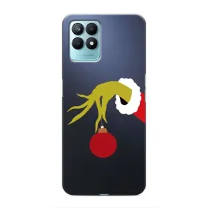 Зимні Чохли для RealMe NARZO 50 - прозорий фон (Грінч з іграшкою)