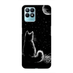 Чохол з принтом для Realme NARZO 50 (AlphaPrint) Модні коти (Котик і місяць)