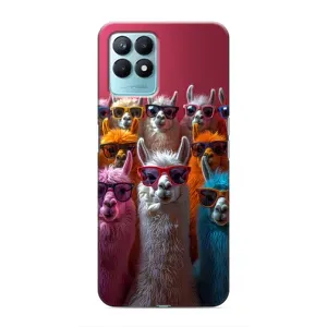 Чохол з принтом стильні тварини для RealMe NARZO 50 (Лами в окулярах)