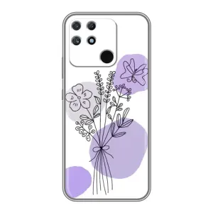 Силконовий чохол з принтом в квітах на Realme NARZO 50A (Букет фіолетова абстракція)