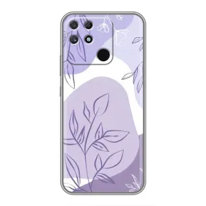 Силконовий чохол з принтом в квітах на Realme NARZO 50A (Фіолетове листя абстракція)