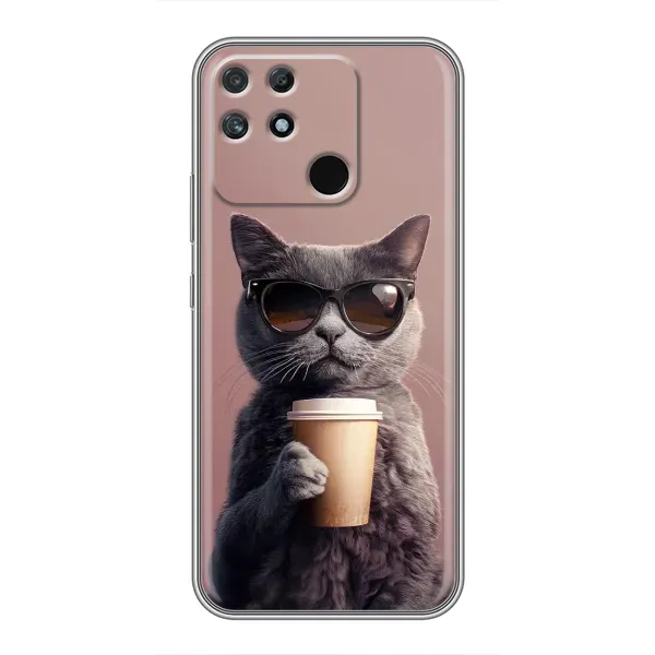 Чехол с принтом «Кот с кофе» для Realme NARZO 50A