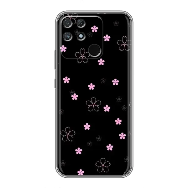 Чехол с принтом «Розовые цветы на черном» для Realme NARZO 50A