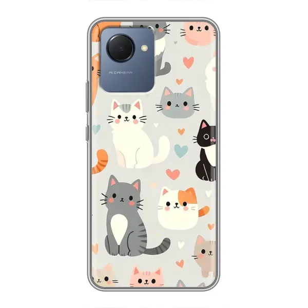 Чехол с принтом «Коллаж котов» для Realme NARZO 50i Prime Чехол с принтом «Коллаж котов» для Realme NARZO 50i Prime
