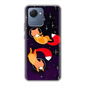 Чехлы с картинкой Лисички для Realme NARZO 50i Prime (VPrint) (Лисички космонавты)