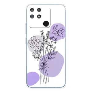 Силиконовый чехол с принтом в цветах на Realme NARZO 80 Lite 4G (Букет фиолетовая абстракция)