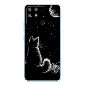 Чехол с принтом для Realme NARZO 80 Lite 4G (AlphaPrint) Модные коты (Котик и луна)