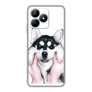 Чехлы с собаками для Realme Note 50 (VPrint) (Довольный Хаски)