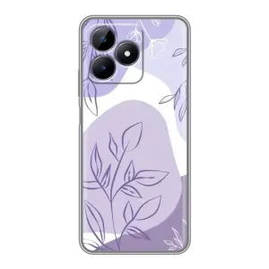 Силиконовый чехол с принтом в цветах на Realme Note 50 (Фиолетовые листья абстракция)