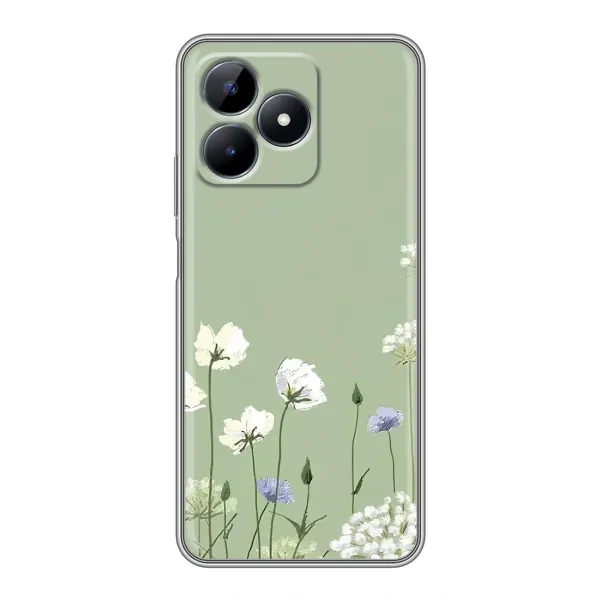 Чехол с принтом «Цветы на зеленом» для Realme Note 50 Чехол с принтом «Цветы на зеленом» для Realme Note 50
