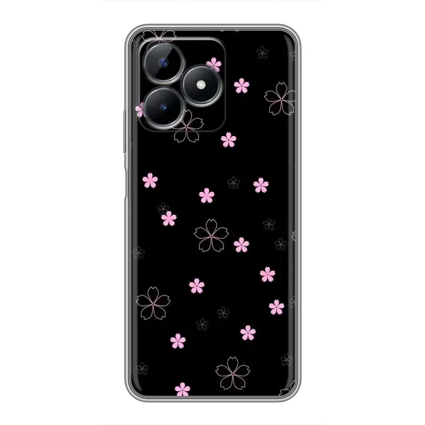 Чехол с принтом «Розовые цветы на черном» для Realme Note 50 Чехол с принтом «Розовые цветы на черном» для Realme Note 50