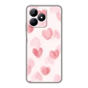 Чехол с розовым рисунком для Realme Note 50 (Розовые сердечки)