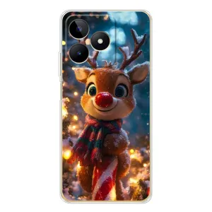 Яскравий чохол для Realme Note 60 з Зимові Оленята (Олень з шарфом)