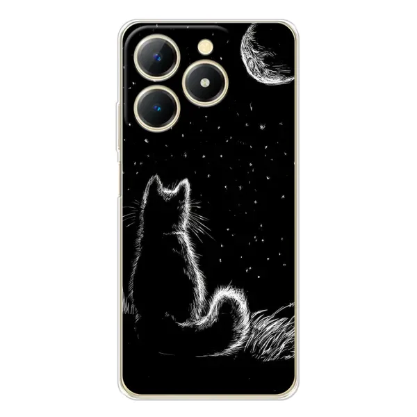 Чехол с принтом «Котик и луна» для Realme Note 70