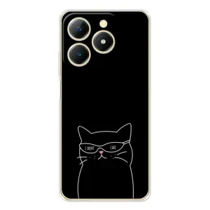 Чехол с рисунком кот на Realme Note 70T (Равнодушный кот)
