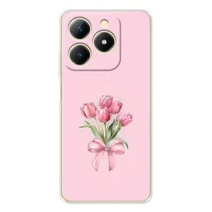 Чехол с розовым рисунком для Realme Note 70T (Букет цветов)
