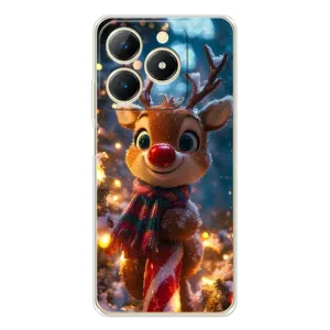 Яркий чехол для Realme Note 70T с Зимними Оленятами (Олень с шарфом)