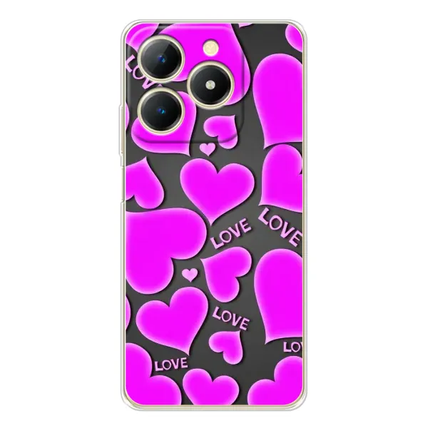 Чохол з принтом «Pink hearts» для Realme Note 70T