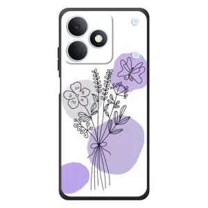 Силиконовый чехол с принтом в цветах на RealMe Note 80 (Букет фиолетовая абстракция)