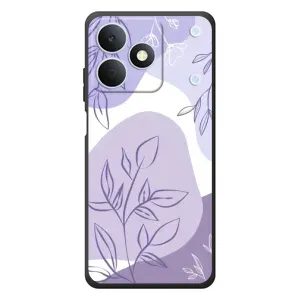 Силиконовый чехол с принтом в цветах на RealMe Note 80 (Фиолетовые листья абстракция)