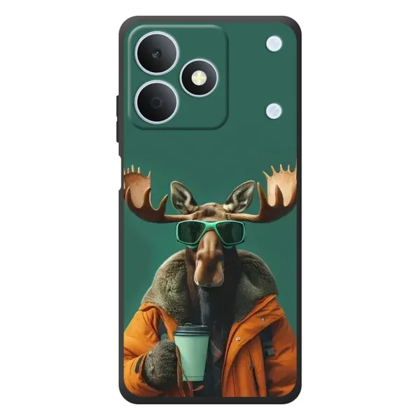 Чехол с принтом «Лось с кофе» для Realme Note 80
