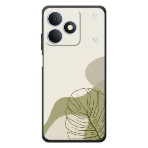 Силиконовый чехол с принтом в цветах на RealMe Note 80 (Зеленая монстера дизайн)