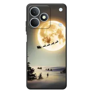 Новогодние, Праздничные Чехлы для RealMe Note 80 - 2024 год (Санта на луне)