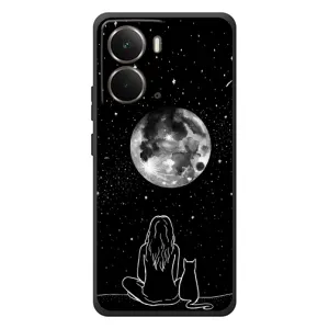 Чехол с рисунком кот на RealMe P3 (Девушка с котом)