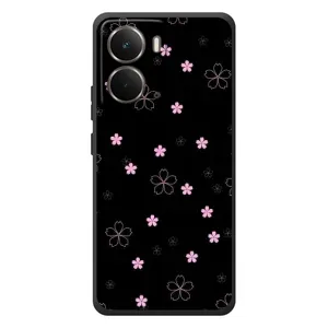 Чохол з розовим принтом для RealMe P3 (Рожеві квіти на чорному)