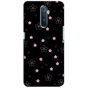 Чехол с розовым рисунком для Realme X2 Pro (Розовые цветы на черном)