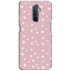 Чехол с розовым рисунком для Realme X2 Pro (Сердечки на розовом)