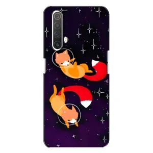 Чехлы с картинкой Лисички для Realme X3 (VPrint) (Лисички космонавты)