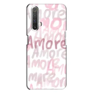 Чехол с розовым рисунком для Realme X3 (Аморе любовь)