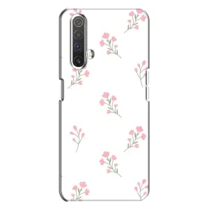 Чехол с розовым рисунком для Realme X3 (Розовые цветы)