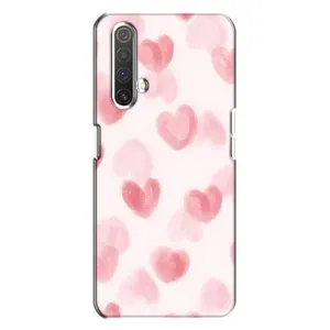 Чехол с розовым рисунком для Realme X3 (Розовые сердечки)