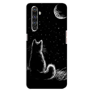 Чохол з принтом для Realme X50 Pro (AlphaPrint) Модні коти (Котик і місяць)