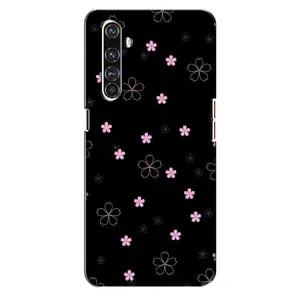 Чохол з розовим принтом для Realme X50 Pro (Рожеві квіти на чорному)