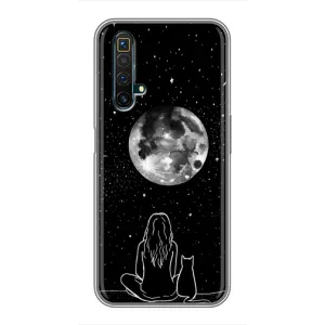 Чехол с рисунком кот на Realme X50 (Девушка с котом)