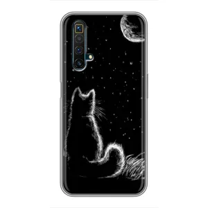 Чехол с принтом для Realme X50 (AlphaPrint) Модные коты (Котик и луна)