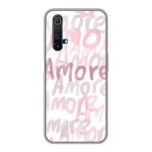 Чехол с розовым рисунком для Realme X50 (Аморе любовь)