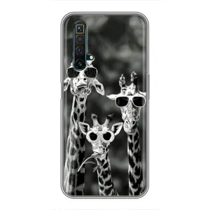 Силиконовый чехол с КАРТИНКАМИ лето для Realme X50 (AlphaPrint) (Жирафы в очках)
