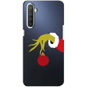 Зимние Чехлы для Реалми ХТ - прозрачный фон (Гринч с игрушкой)