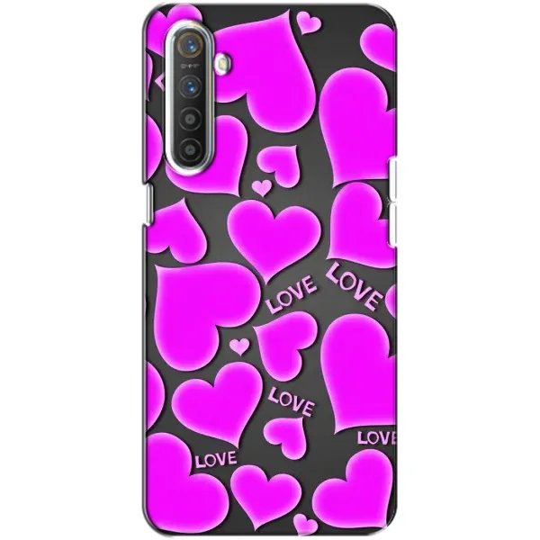 Чохол з принтом «Pink hearts» для Realme XT