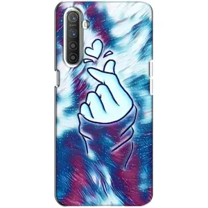 Чохол з принтом для Realme XT (AlphaPrint - Знак сердечка) (Радужне серце)