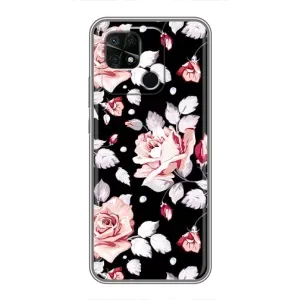 Чохли з квітами для Xiaomi Redmi 10C (VPrint) (Квіти на чорному)