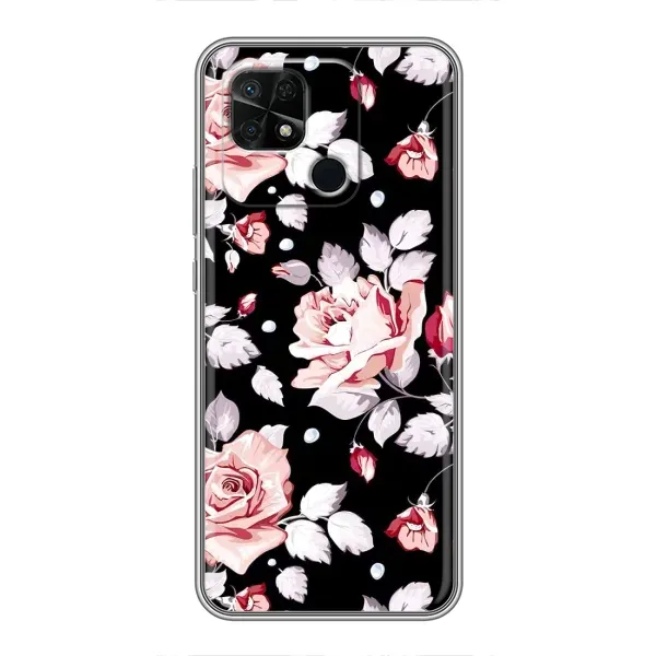 Чохол з принтом «Квіти на чорному» для Xiaomi Redmi 10C Чохол з принтом «Квіти на чорному» для Xiaomi Redmi 10C