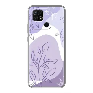 Силконовий чохол з принтом в квітах на Xiaomi Redmi 10C (Фіолетове листя абстракція)