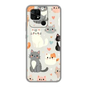 Чехол с рисунком кот на Xiaomi Redmi 10C (Коллаж котов)