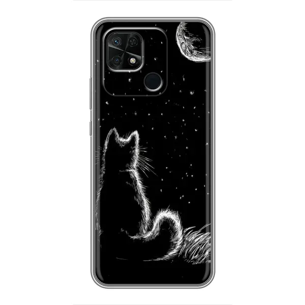 Чохол з принтом «Котик і місяць» для Xiaomi Redmi 10C